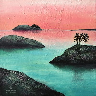 Landschap van Pink Sky Island door Ania Witwitzka