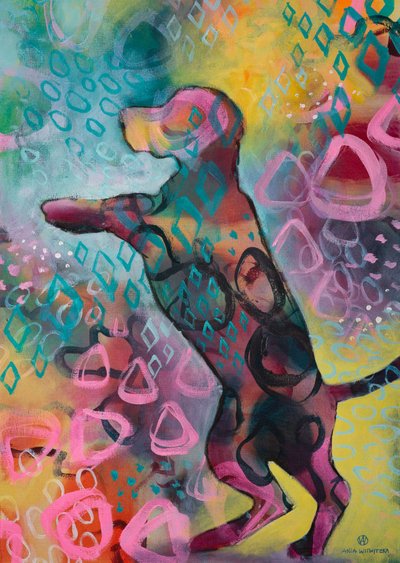 Levendige abstracte hond door Ania Witwitzka