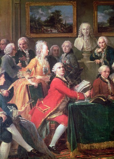 Een Soirée bij Madame Geoffrin (detail), 1755 door Anicet Charles Lemonnier