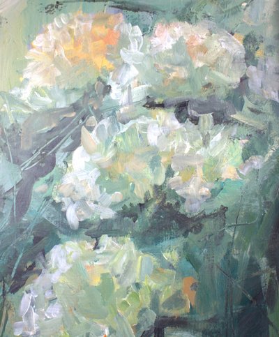Impressionistische witte bloemen door Anna-Karin Bergius