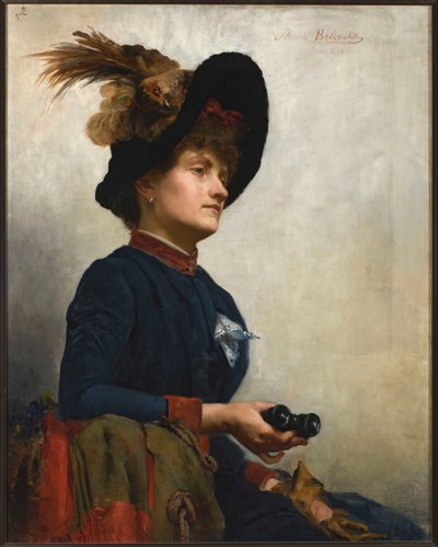 Portret van een dame met ppera bril door Anna Bilińska Bohdanowicz