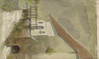 Huis aan een gracht te Valkenburg door Anna Catharina Maria van Eeghen (possibly)