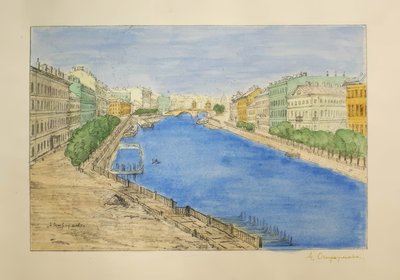 Fontanka door Anna Petrowna Ostroumowa-Lebedewa