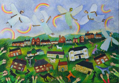 Klappen voor de engelen, 2021 (schilderij) door Anna Pugh