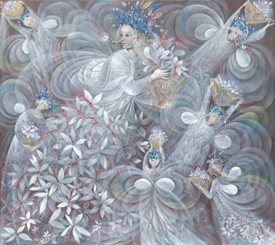 De witte hibiscus, 2009 (olieverf op Belgisch linnen) door Annael Anelia Pavlova