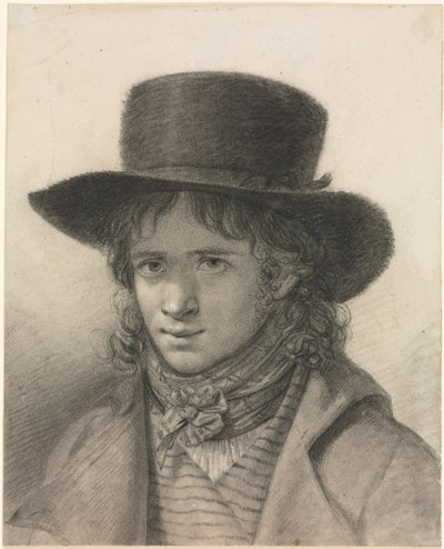 Zelfportret met Hoed door Anne-Louis Girodet de Roucy-Trioson