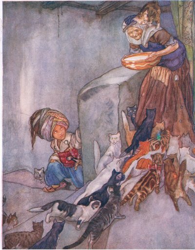 Melk voor de familie, uit Het Grote Boek voor Kinderen (Herbert Strang) uitgegeven door Humphrey Milford, Oxford University Press, ca. 1920 door Anne Anderson