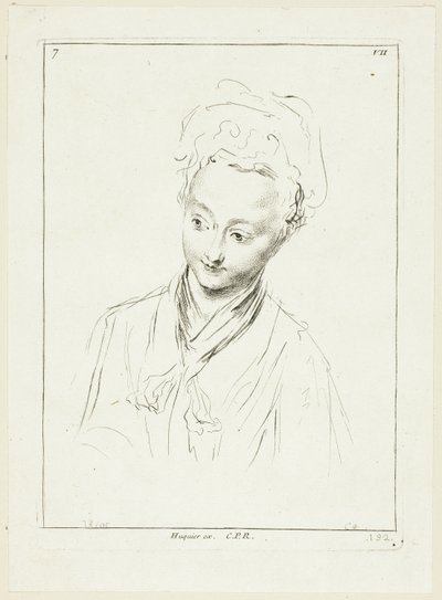 Vrouwenkop (naar rechts gedraaid) door Anne Claude Philippe Caylus