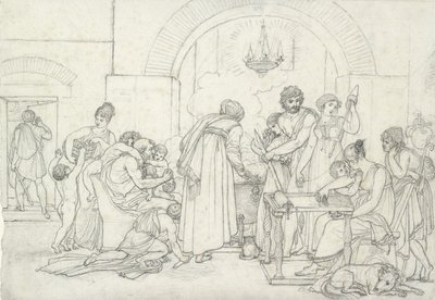 Rustiek Interieur in de Oudheid door Anne Louis Girodet de Roucy Trioson