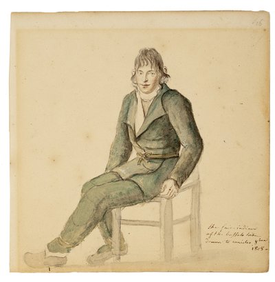 Eerlijke Amerikaanse Indiaan van de Buffelstam, Canisteo, New York, 1808 door Anne Marguerite Hyde de Neuville