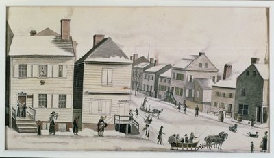 De Hoek van Warren en Greenwich Street, 1809 door Anne Marguerite Hyde de Neuville