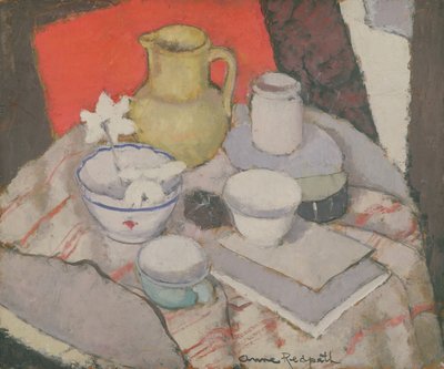 Stilleven op tafel door Anne Redpath