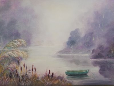 Roeiboot op het Misty Lake door Annette Armitage