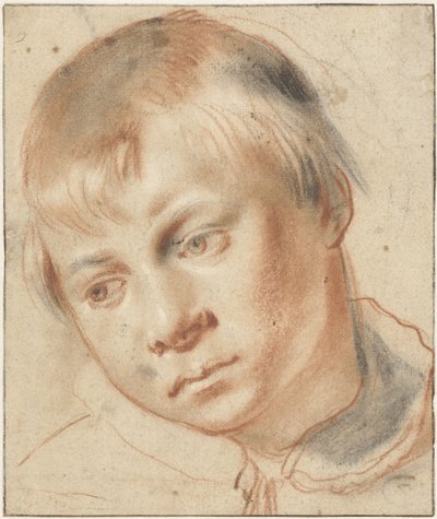 Studie van een jongenshoofd door Annibale Carracci (attributed to)