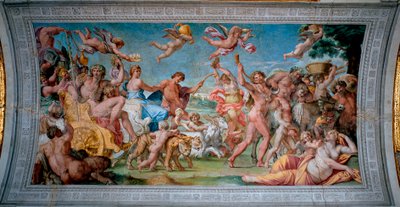 Bacchus op zijn tank keert terug uit India en ontmoet Ariane door Annibale Carracci