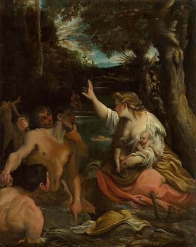 Latona en de Lycische boeren Latona beschermt haar kinderen, 1585 door Annibale Carracci