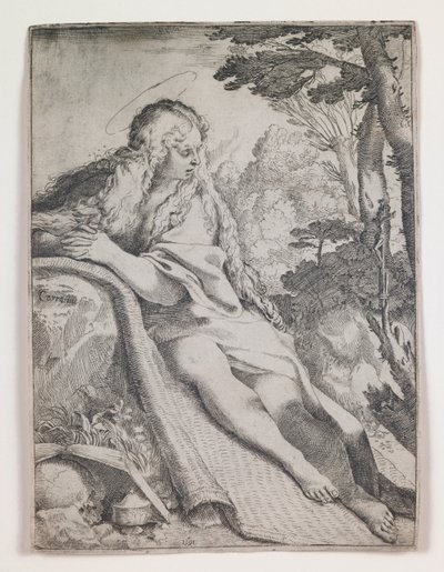 Maria Magdalena in de woestijn door Annibale Carracci