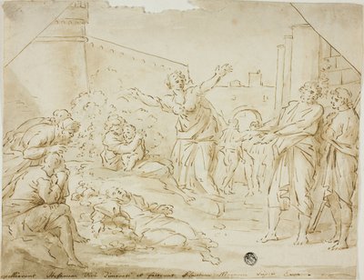Rouw over het lichaam van Sint Stefanus door Annibale Carracci