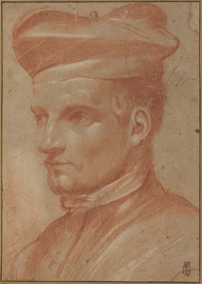 Portret van een geestelijke met baret door Annibale Carracci