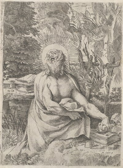Sint Hiëronymus in de wildernis, ca. 1591 door Annibale Carracci