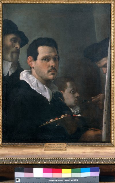 Zelfportret met andere figuren door Annibale Carracci