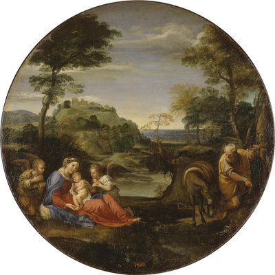 De rest over De vlucht naar Egypte door Annibale Carracci