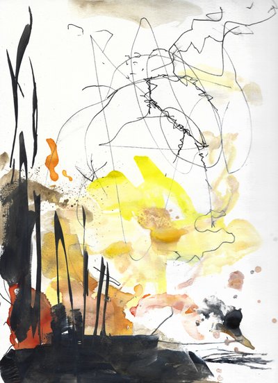 Abstract Golden Reeds door Annick