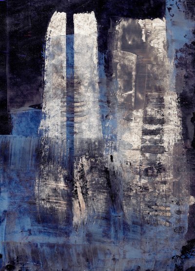 Diepblauwe abstractie door Annick