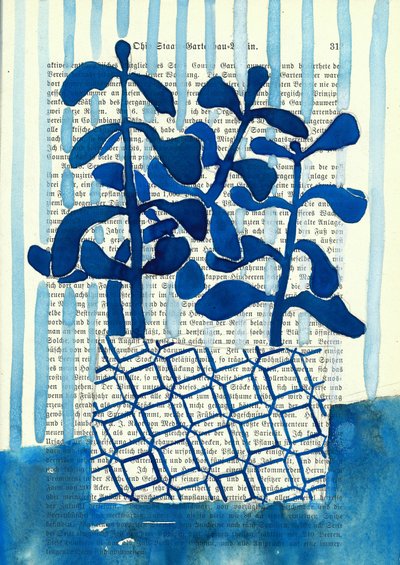 Geometrische blauwe planten door Annick
