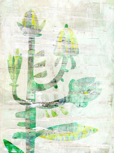 Groene bloemen met textuur door Annick