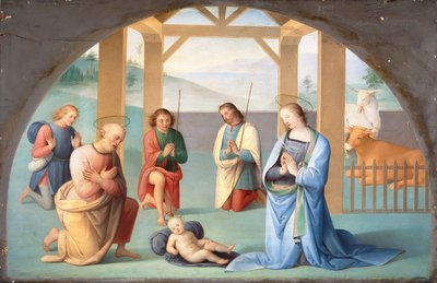 Aanbidding van het Kind Jezus (naar Perugino) door Annie Louisa Swynnerton