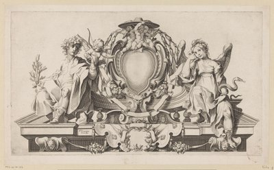 Cartouche voor het wapenschild van een kardinaal door Anonymous