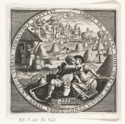 De maand juni, hooimaken, ca. 1600 door Anonymous
