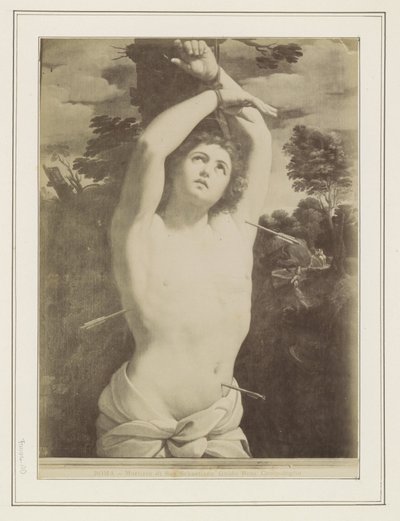 Fotoreproductie van een schilderij door Guido Reni, voorstellend het martelaarschap van Sint-Sebastiaan door Anonymous