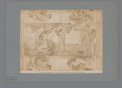 De zondeval en de verdrijving uit het Paradijs door Michelangelo door Anonymous