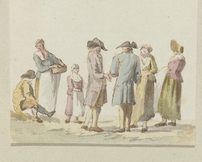 Gezelschap van drie mannen en vier vrouwen door Anonymous