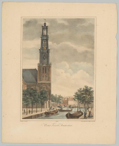 Gezicht op de Westertoren te Amsterdam door Anonymous