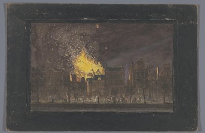 Gezicht op de brand in de Schouwburg te Amsterdam op 11 mei 1772 door Anonymous