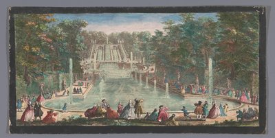 Gezicht op de cascades van de tuin van het Château de Saint-Cloud door Anonymous