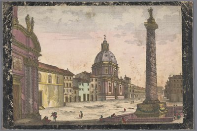 Gezicht op de kerk Santa Maria di Loreto en de Zuil van Trajanus te Rome door Anonymous