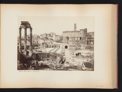 Gezicht op het Forum Romanum met de tempel van Castor en Pollux te Rome, Italië door Anonymous