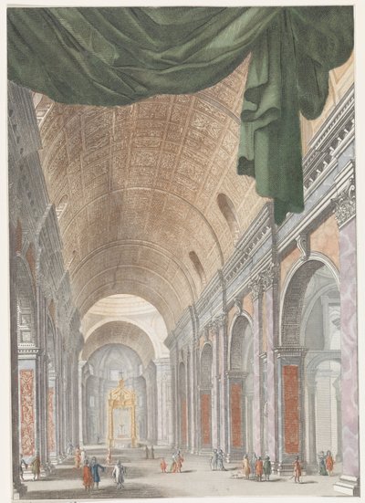 Interieur van de Sint-Pietersbasiliek in Rome door Anonymous