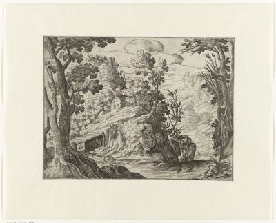 Italiaans landschap met rivier door Anonymous
