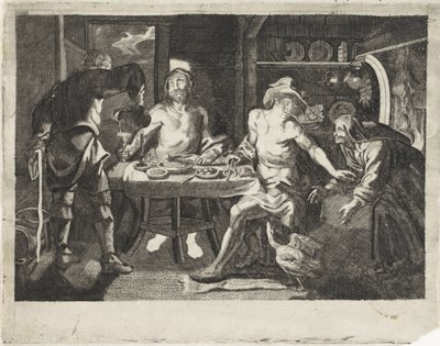 Jupiter en Mercurius in het huis van Philemon en Baucis door Anonymous