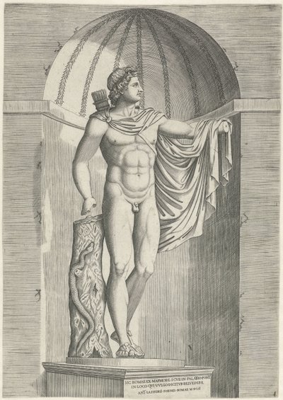 Klassiek beeld Apollo Belvedere in nis door Anonymous