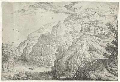Landschap met kasteel en rivier door Anonymous