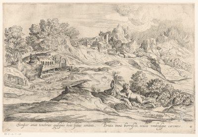 Landschap met minnend paar door Anonymous