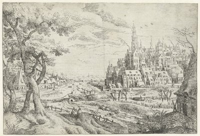 Landschap met stad door Anonymous