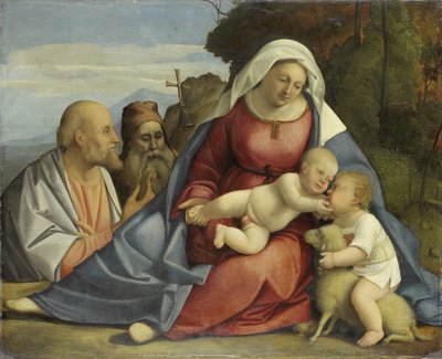 Madonna en kind met de jonge Johannes de Doper en de heiligen Petrus en Antonius door Anonymous