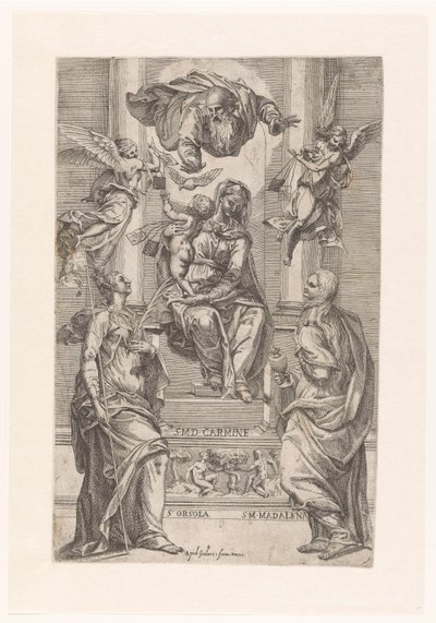 Maria met Kind en de heiligen Ursula en Maria Magdalena door Anonymous
